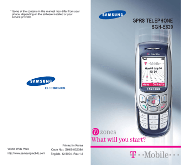 Samsung SGH-E820, SGH-E820T User manual Samsung SGH-E820, SGH-E820T User manual