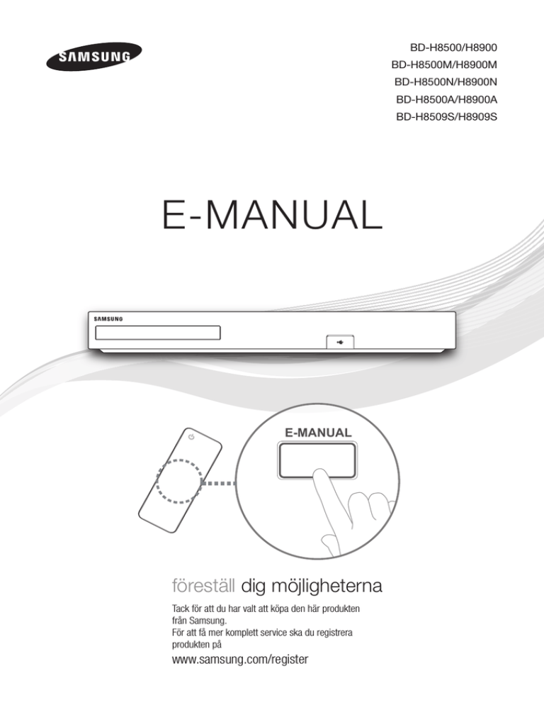 Samsung BD-H8900N, BD-H8500N Owner's manual Samsung BD-H8900N, BD-H8500N Owner's manual