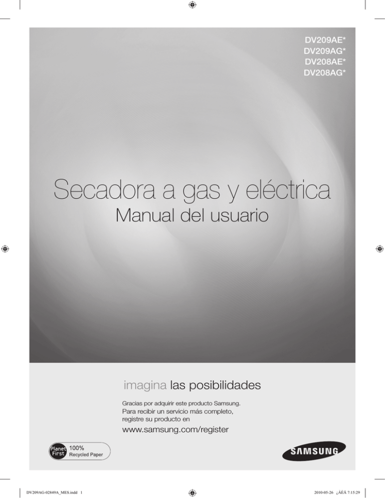 Samsung DV209AGG/YE User's manual Samsung DV209AGG/YE User's manual