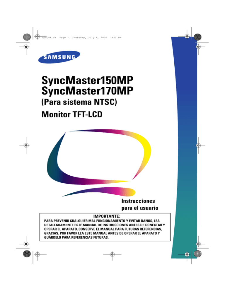 Samsung 150MP, 170MP User's manual Samsung 150MP, 170MP User's manual