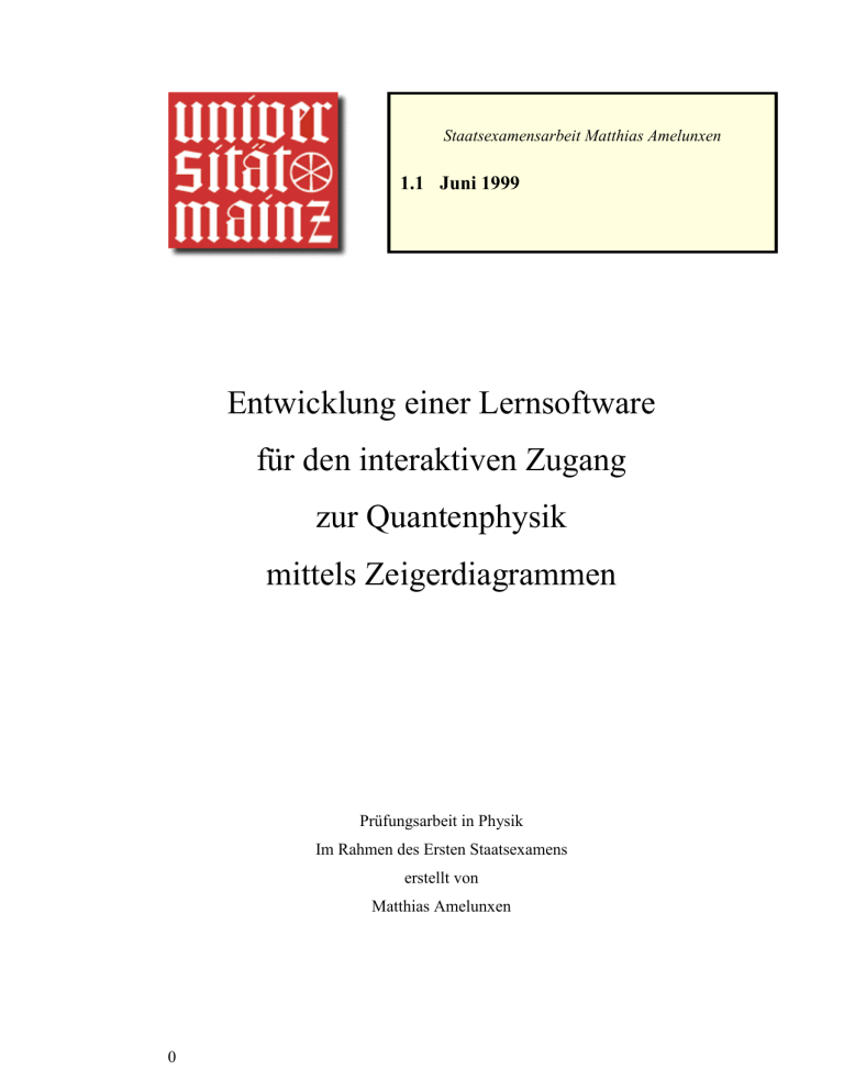 Entwicklung einer Lernsoftware für den interaktiven Zugang zur Entwicklung einer Lernsoftware für den interaktiven Zugang zur