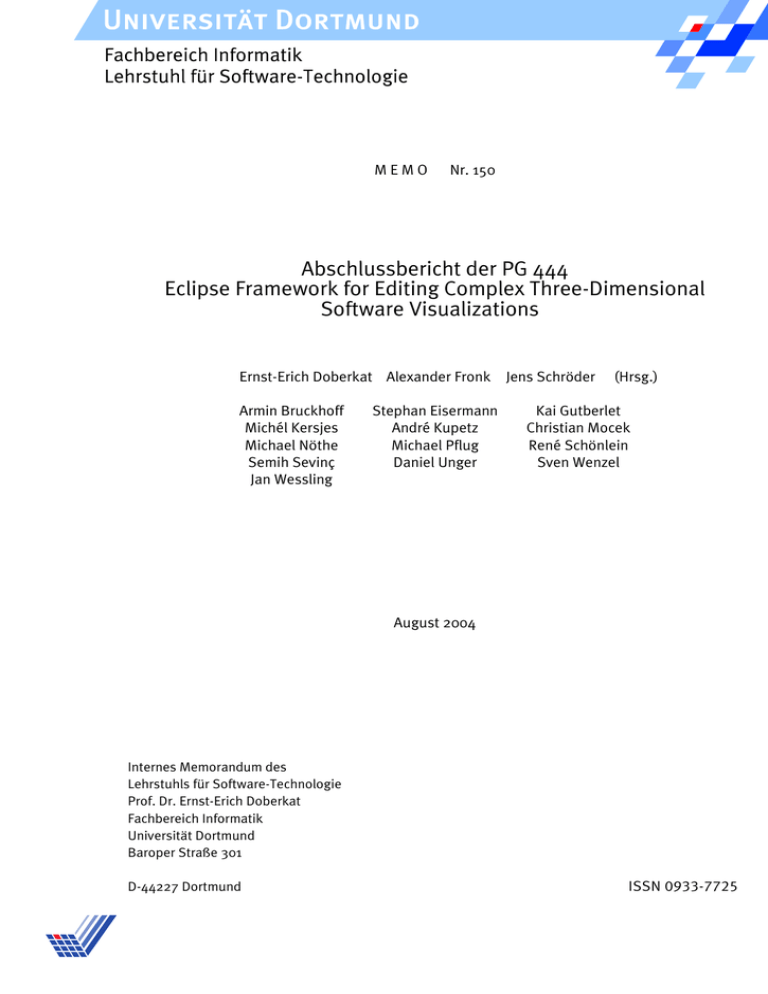 Abschlussbericht der PG 444 Eclipse Framework for Abschlussbericht der PG 444 Eclipse Framework for