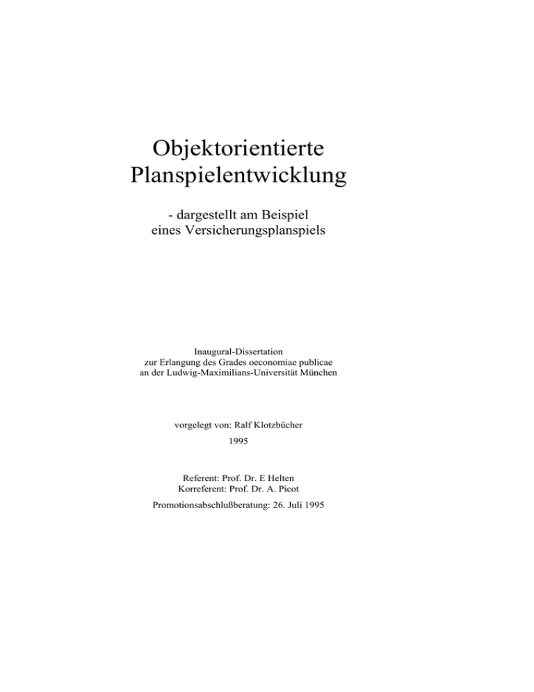 Object VersPlan 2.0 Objektorientierte Planspielentwicklung Object VersPlan 2.0 Objektorientierte Planspielentwicklung
