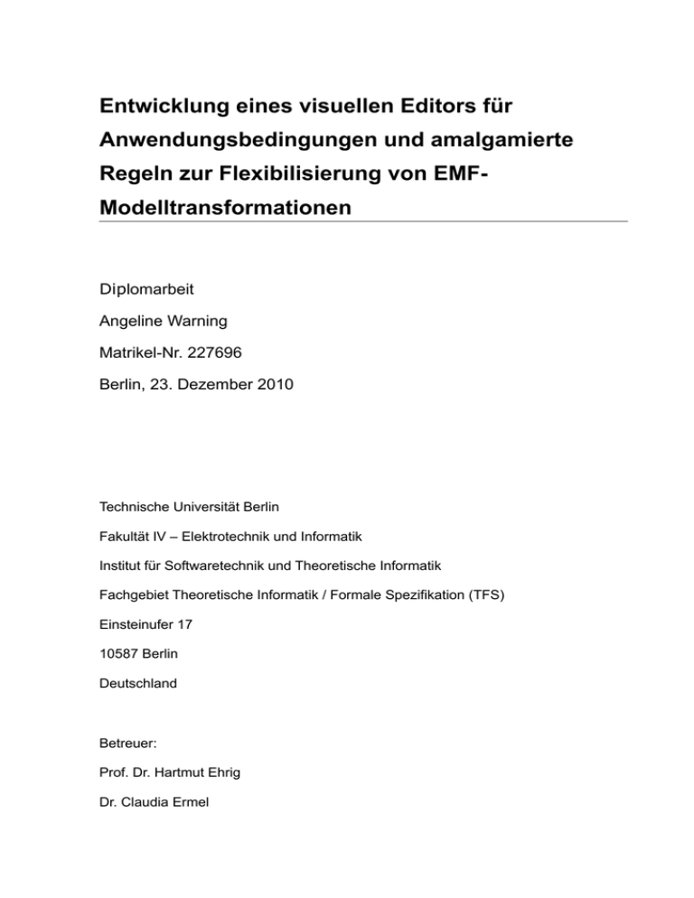 Entwicklung eines visuellen Editors für Entwicklung eines visuellen Editors für