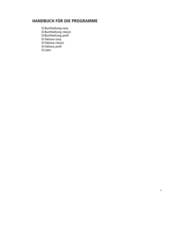 HANDBUCH FÜR DIE PROGRAMME HANDBUCH FÜR DIE PROGRAMME