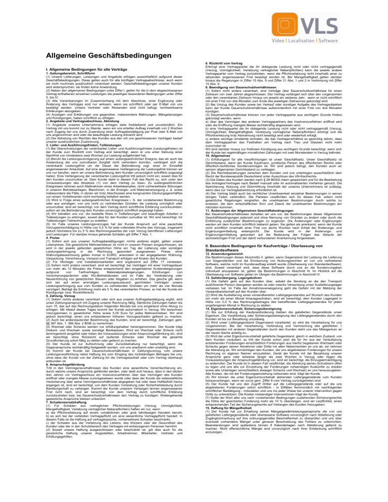 Allgemeine Geschäftsbedingungen Allgemeine Geschäftsbedingungen
