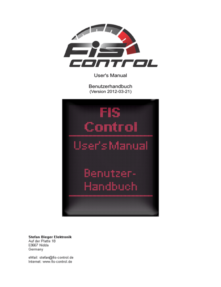 User`s Manual Benutzerhandbuch User`s Manual Benutzerhandbuch