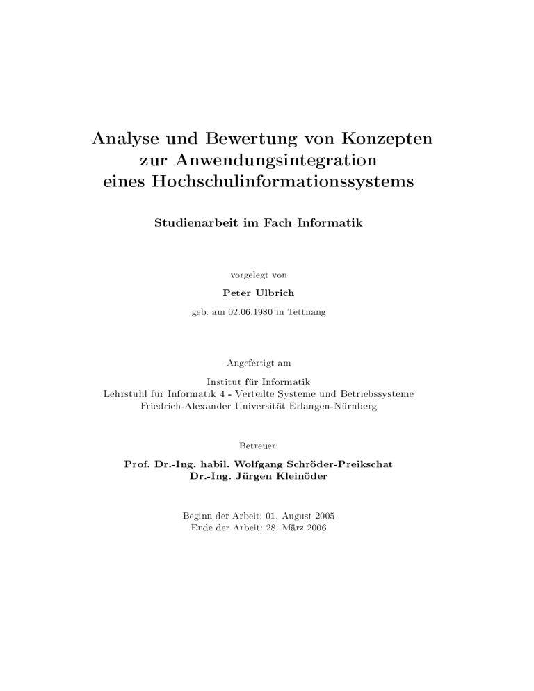 Analyse und Bewertung von Konzepten zur Analyse und Bewertung von Konzepten zur