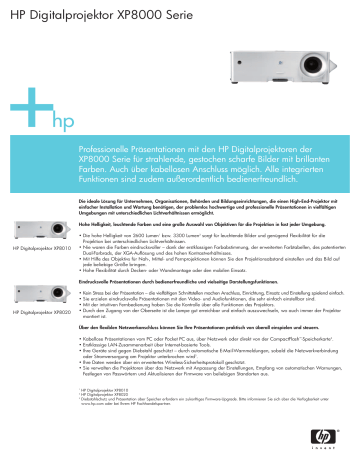 HP Digitalprojektor XP8000 Serie HP Digitalprojektor XP8000 Serie