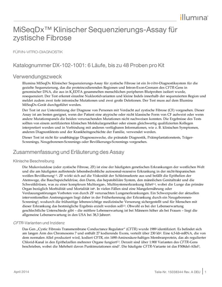 MiSeqDx Diagnose-Assay für zystische Fibrose - Support MiSeqDx Diagnose-Assay für zystische Fibrose - Support