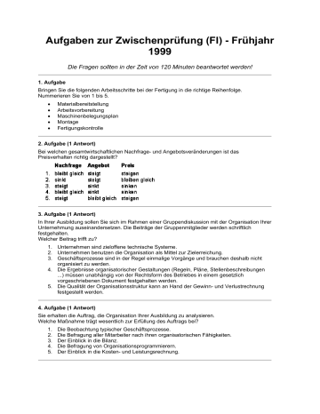 Aufgaben zur Zwischenprüfung \(FI\) Aufgaben zur Zwischenprüfung \(FI\)