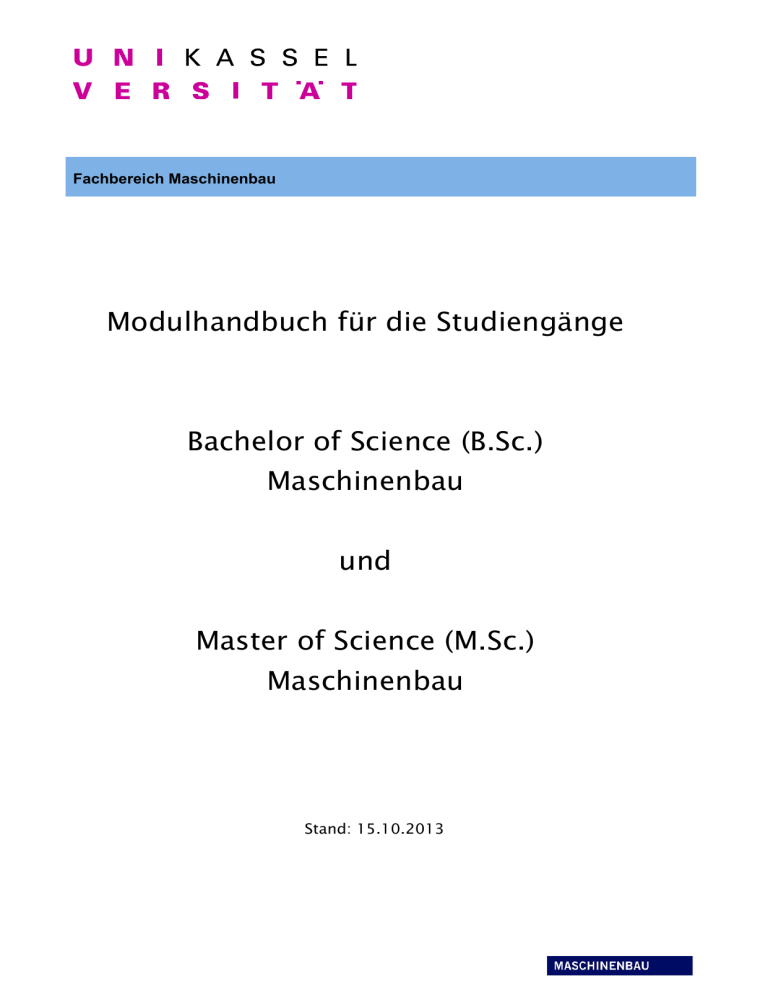Maschinenbau - Universität Kassel Maschinenbau - Universität Kassel