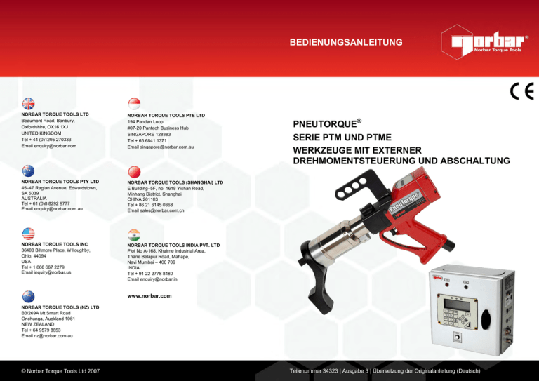 bedienungsanleitung pneutorque® serie ptm und ptme werkzeuge bedienungsanleitung pneutorque® serie ptm und ptme werkzeuge