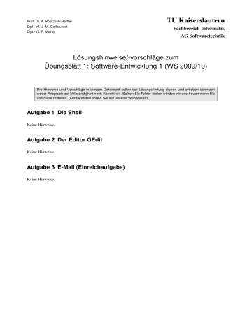 TU Kaiserslautern - AG Softwaretechnik TU Kaiserslautern - AG Softwaretechnik