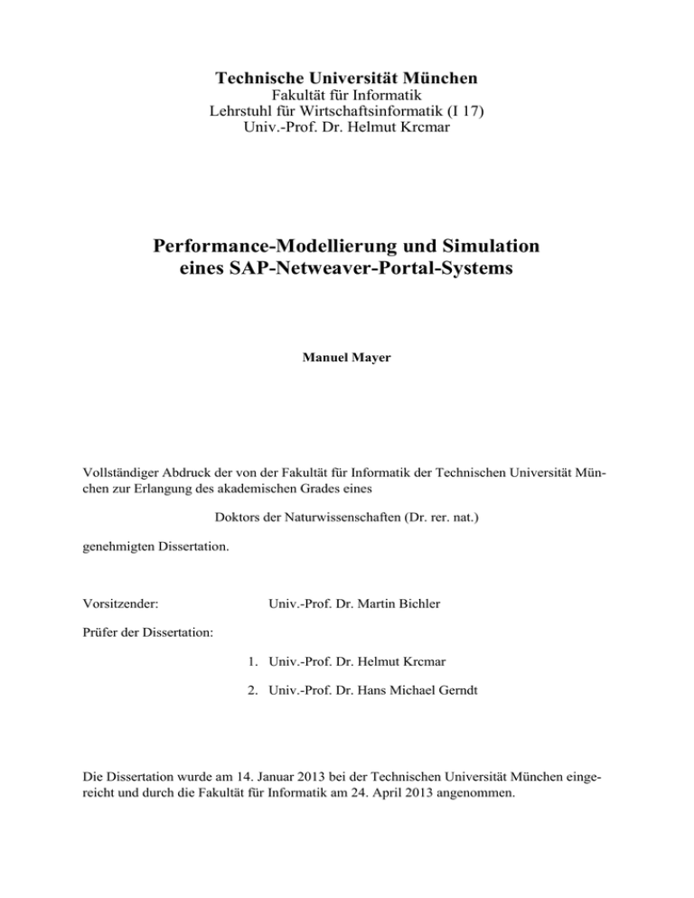 Performance-Modellierung und Simulation eines SAP Performance-Modellierung und Simulation eines SAP
