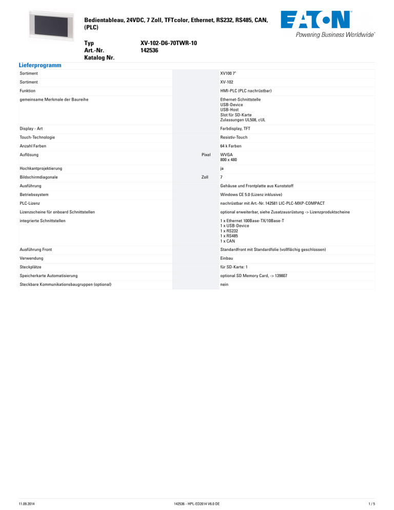 Technisches Datenblatt Technisches Datenblatt