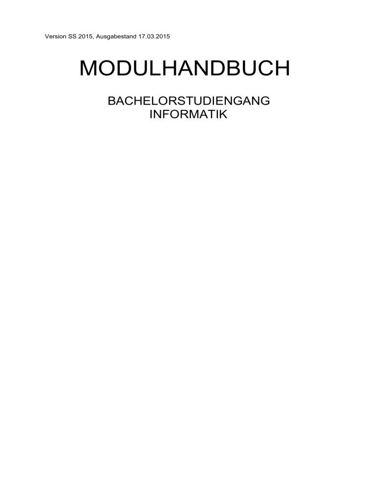 MODULHANDBUCH - Fakultät Informatik und Wirtschaftsinformatik MODULHANDBUCH - Fakultät Informatik und Wirtschaftsinformatik