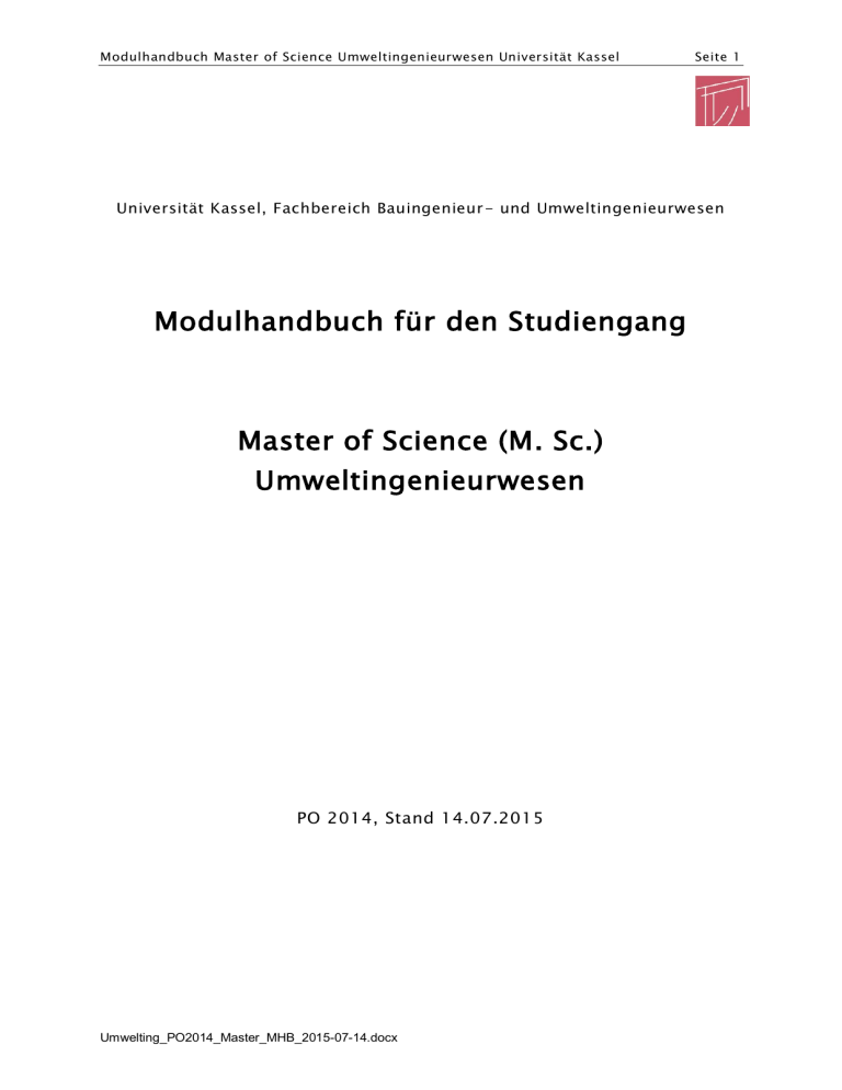 Modulhandbuch für den Studiengang Master of Modulhandbuch für den Studiengang Master of