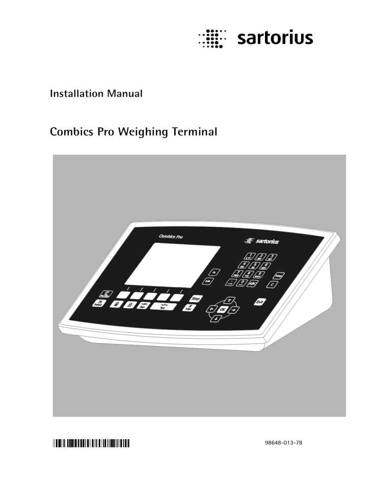 Installation Manual Combics Pro Weighing Terminal Installation Manual Combics Pro Weighing Terminal