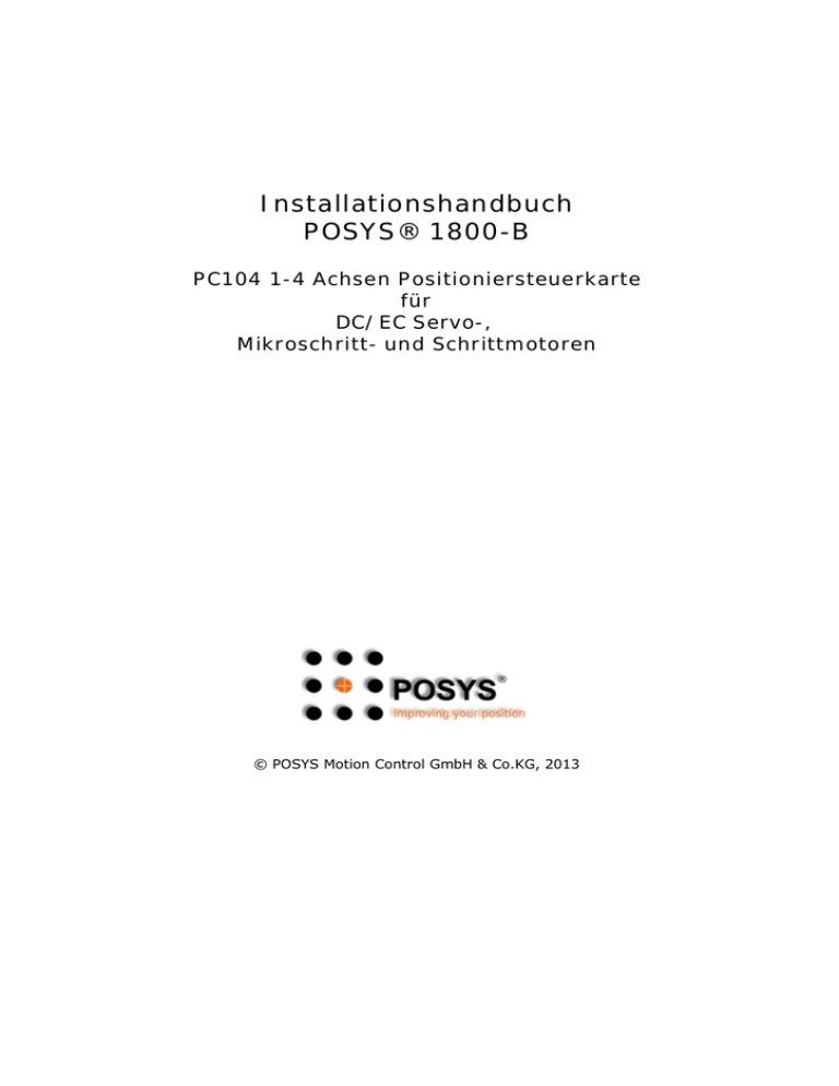 POSYS 1800-B Installationshandbuch POSYS 1800-B Installationshandbuch