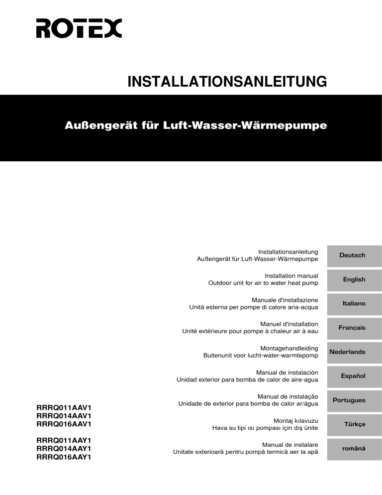 Manuali di installazione UE HT RRRQ011-14 Manuali di installazione UE HT RRRQ011-14