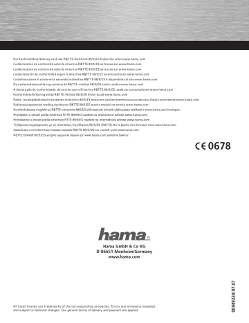 Hama 00049224 Owner's manual Hama 00049224 Owner's manual