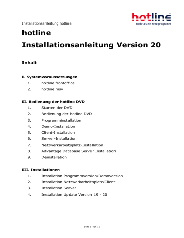 hotline Installationsanleitung Version 20 hotline Installationsanleitung Version 20