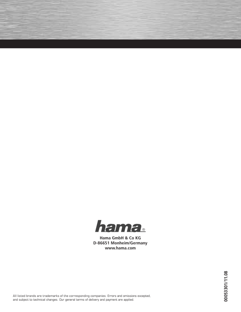 Hama 00053301 Owner's manual Hama 00053301 Owner's manual