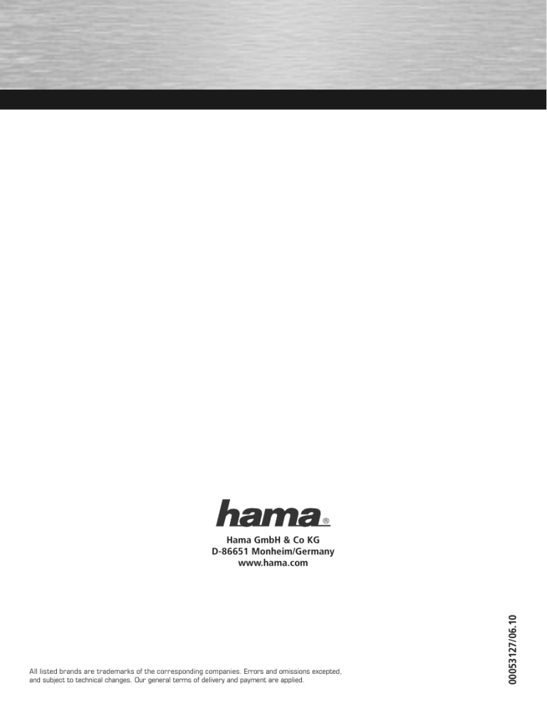Hama 00053127 Owner's manual Hama 00053127 Owner's manual