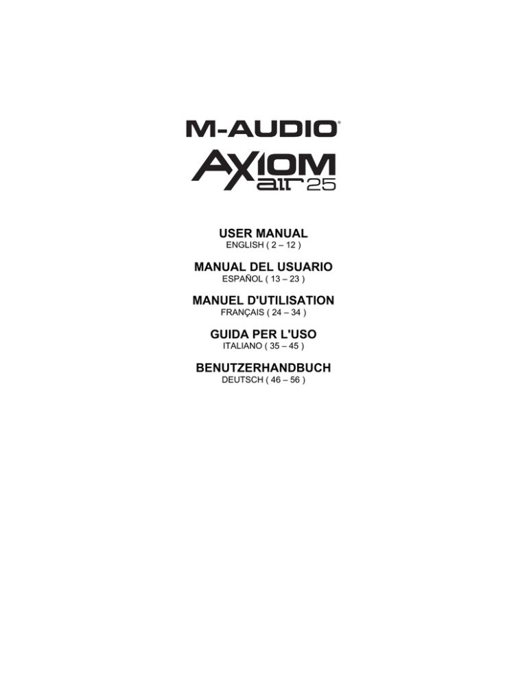 M-Audio Axiom AIR 61 Manual de usuario M-Audio Axiom AIR 61 Manual de usuario