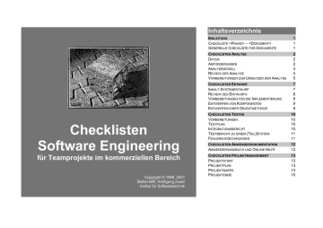 Checklisten Software Engineering Checklisten Software Engineering