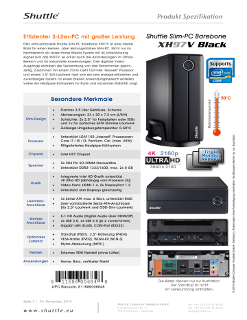 Shuttle XPC-SH97V H97 S1150 DDR3 black : 158629 | Manualzz Shuttle XPC-SH97V H97 S1150 DDR3 black : 158629 | Manualzz