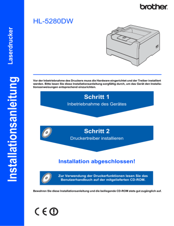 Brother HL-5280DW Monochrome Laser Printer Quick Setup Guide | Manualzz