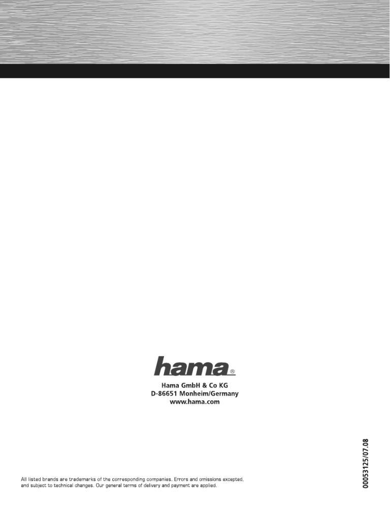 Hama 00053126 Owner's manual Hama 00053126 Owner's manual