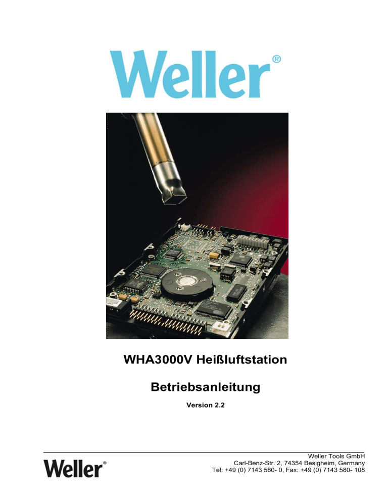 WHA3000V Heißluftstation Betriebsanleitung WHA3000V Heißluftstation Betriebsanleitung