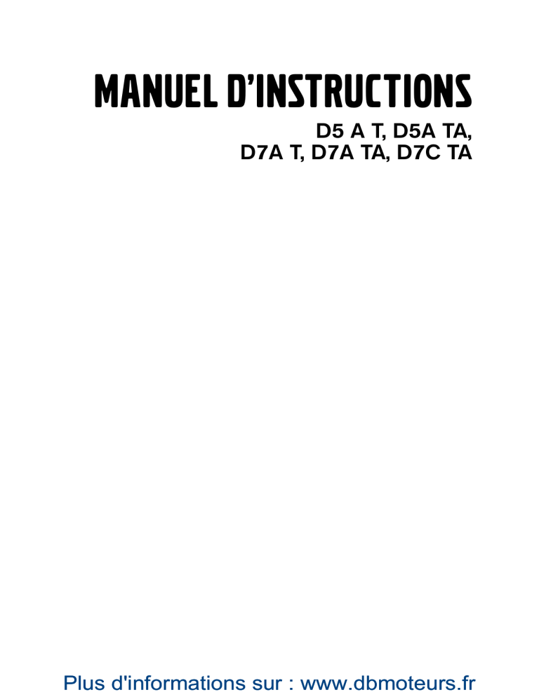 MANUEL D'INSTRUCTIONS MANUEL D'INSTRUCTIONS