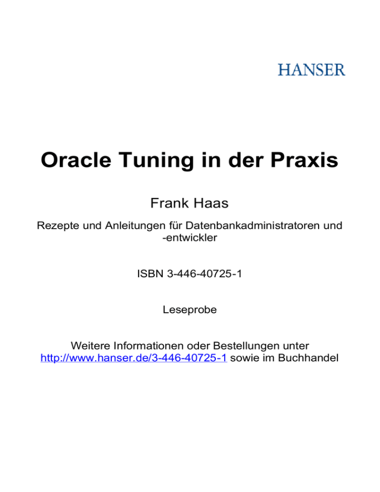 Oracle Tuning in der Praxis Oracle Tuning in der Praxis