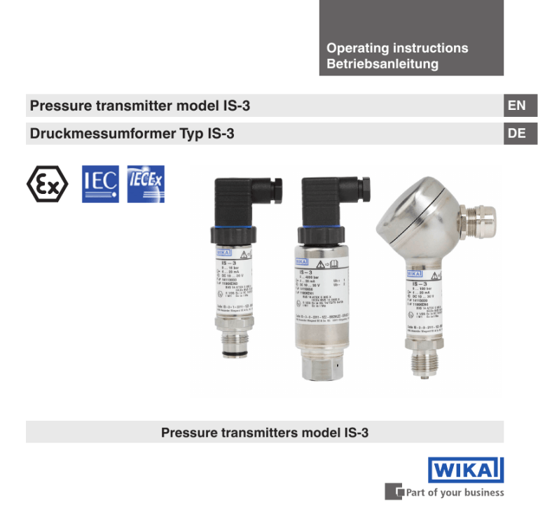 Druckmessumformer Typ IS-3 Pressure Druckmessumformer Typ IS-3 Pressure