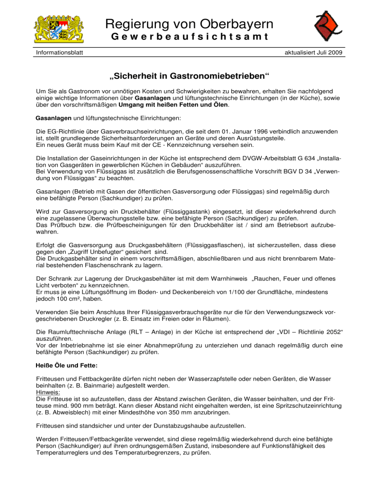 Informationsblatt für Gastronomen Informationsblatt für Gastronomen