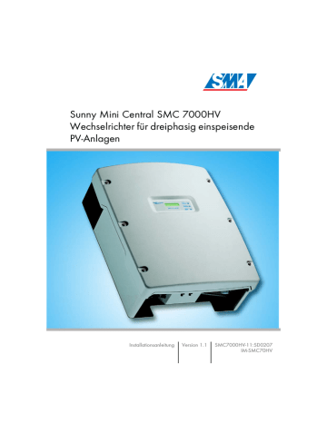 SMA Sunny Mini Central SMC 7000HV Installationsanleitung Manualzz