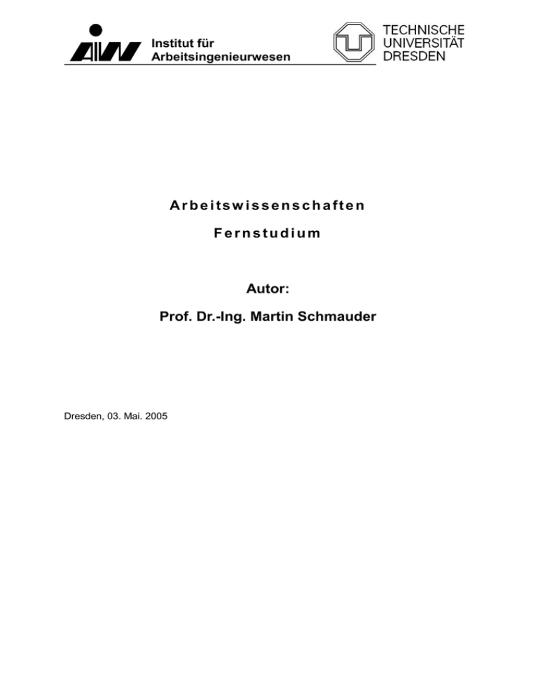 Arbeitswissenschaften Fernstudium Autor Arbeitswissenschaften Fernstudium Autor
