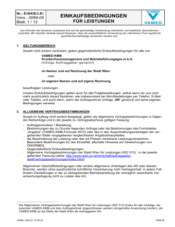 Einkaufsbedingungen für Leistungen (Version 0069-09) Einkaufsbedingungen für Leistungen (Version 0069-09)