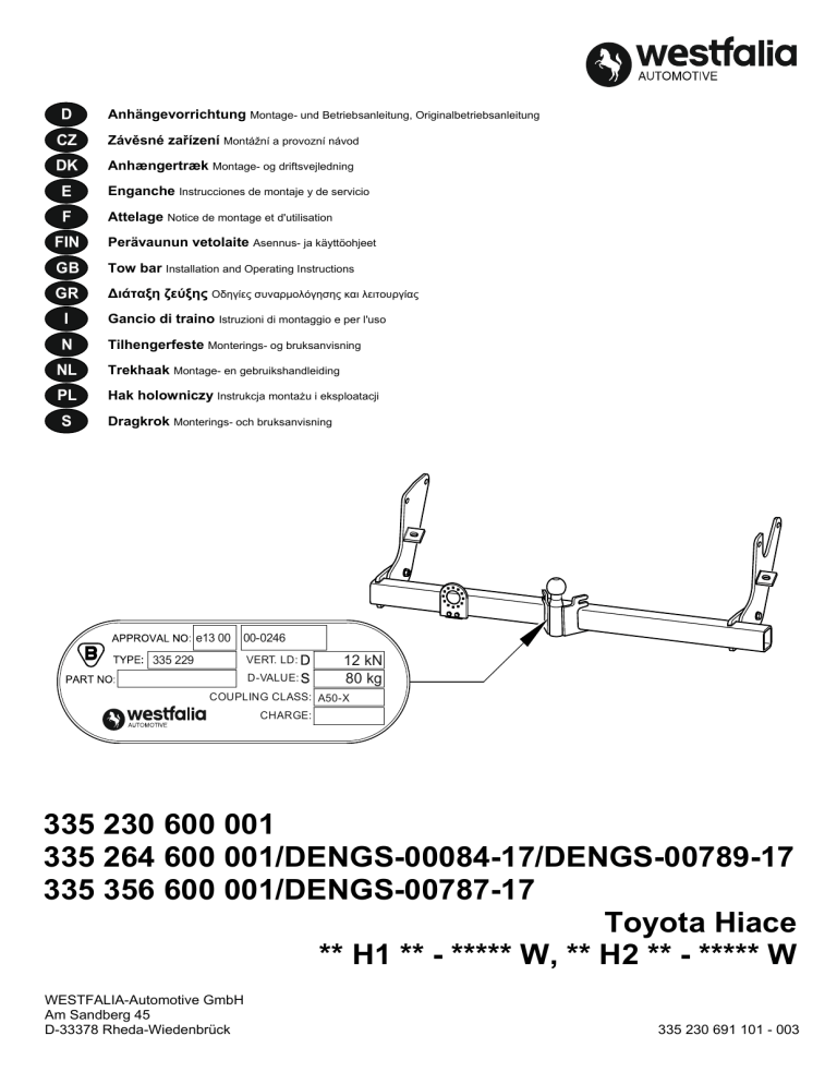 335 230 600 001 335 264 600 001/DENGS-00084-17 335 230 600 001 335 264 600 001/DENGS-00084-17
