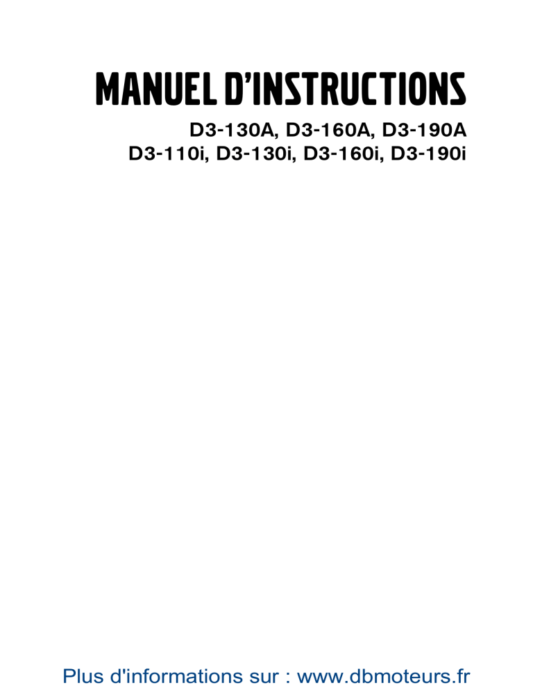 MANUEL D'INSTRUCTIONS MANUEL D'INSTRUCTIONS