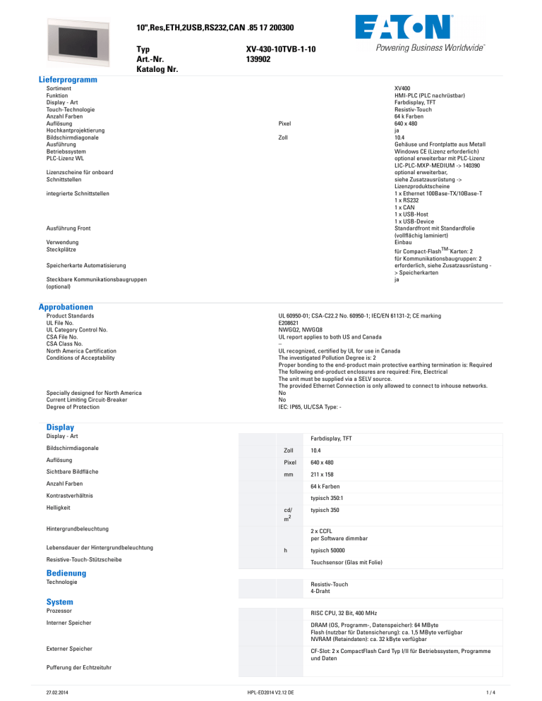 Technisches Datenblatt Technisches Datenblatt