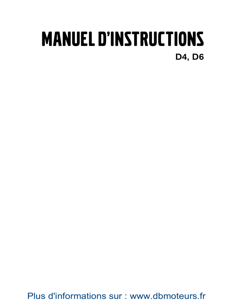 MANUEL D'INSTRUCTIONS MANUEL D'INSTRUCTIONS