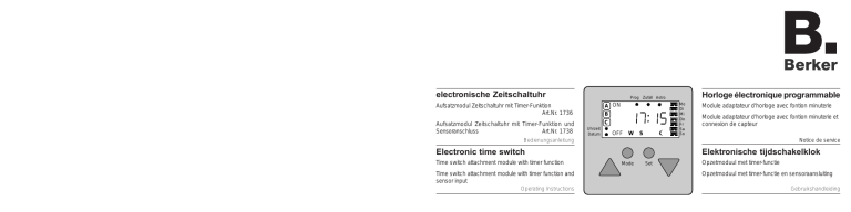 electronische Zeitschaltuhr Electronic time switch Horloge electronische Zeitschaltuhr Electronic time switch Horloge