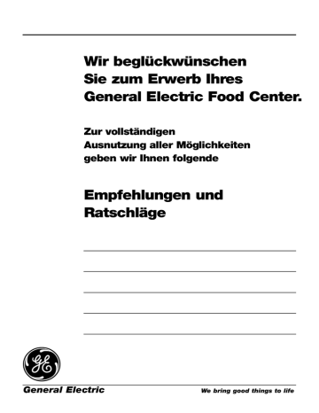General Electric Food Center Bedienungsanleitung | Manualzz
