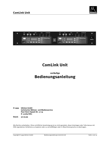 ComLink Unit Bedienungsanleitung | Manualzz