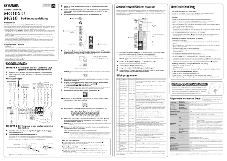 MG10XU/MG10 Owner's Manual MG10XU/MG10 Owner's Manual